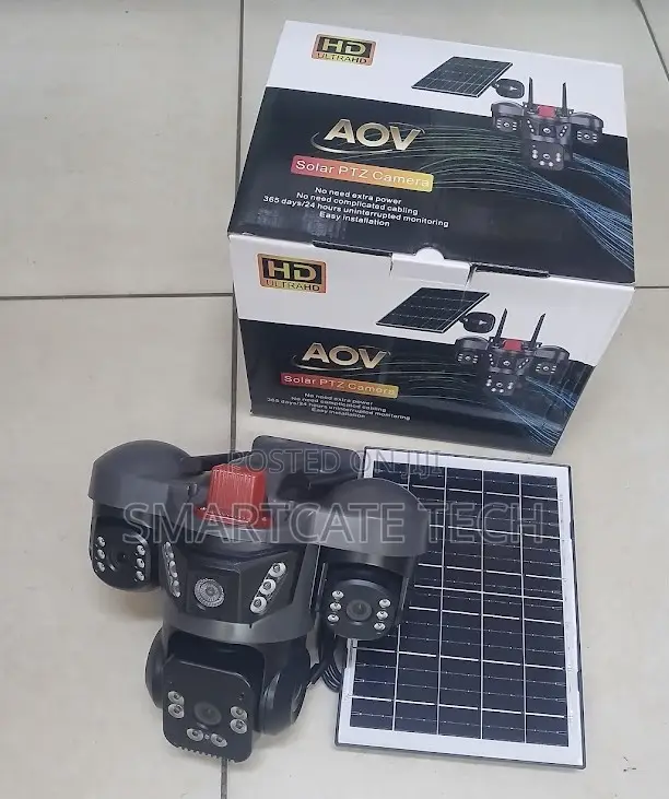 AOV Triple Camera 4G Solar CCTV – V380 PTZ Security System
