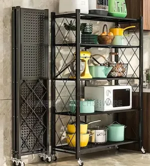 Big Size Foldable Kitchen Rack With Wheels