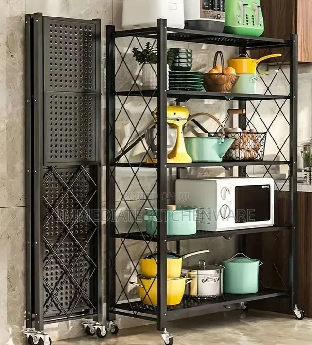 Big Size Foldable Kitchen Rack With Wheels
