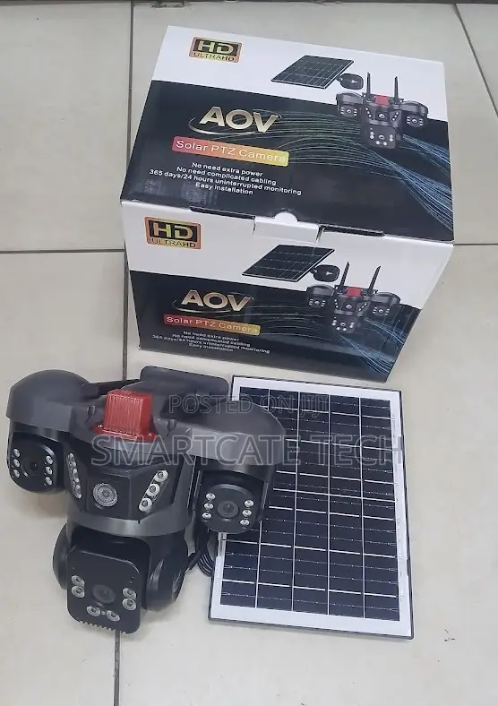 AOV 4G Solar Triple Lens V380 CCTV Camera – HD PTZ Security