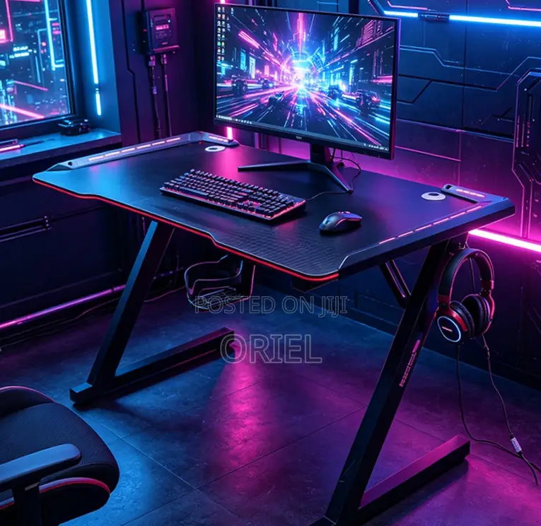 Home Office Gaming Desk With Light : Modern Gaming Desk