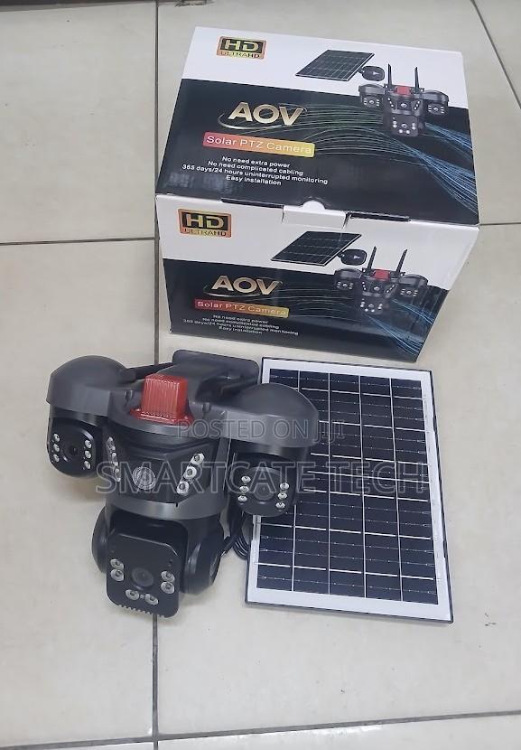 Aov 4g Sim Solar CCTV Camera – Triple Lens V380 PTZ