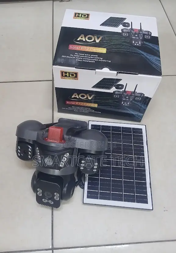 Aov 4g Sim Solar CCTV Camera – Triple Lens V380 PTZ
