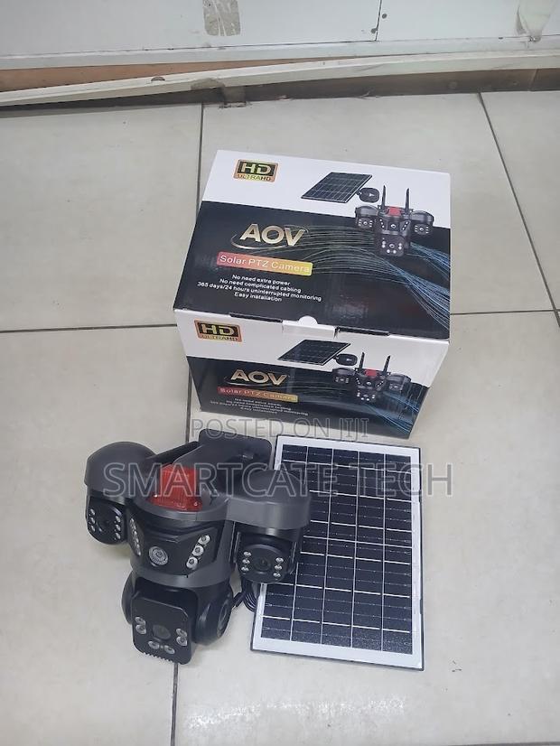 AOV V380 3-Lens Solar 4G Security Camera – HD CCTV & PTZ