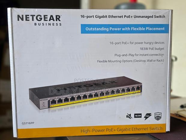 NetGear 16-Port Gigabit Ethernet Poe + Unmaneged Switch