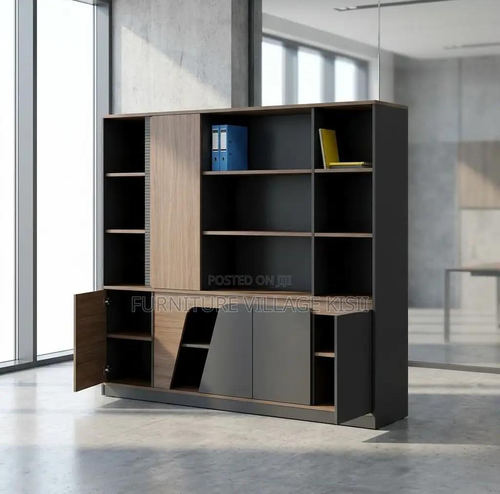 Office Furniture; Wooden Office Wallunit With LED Display