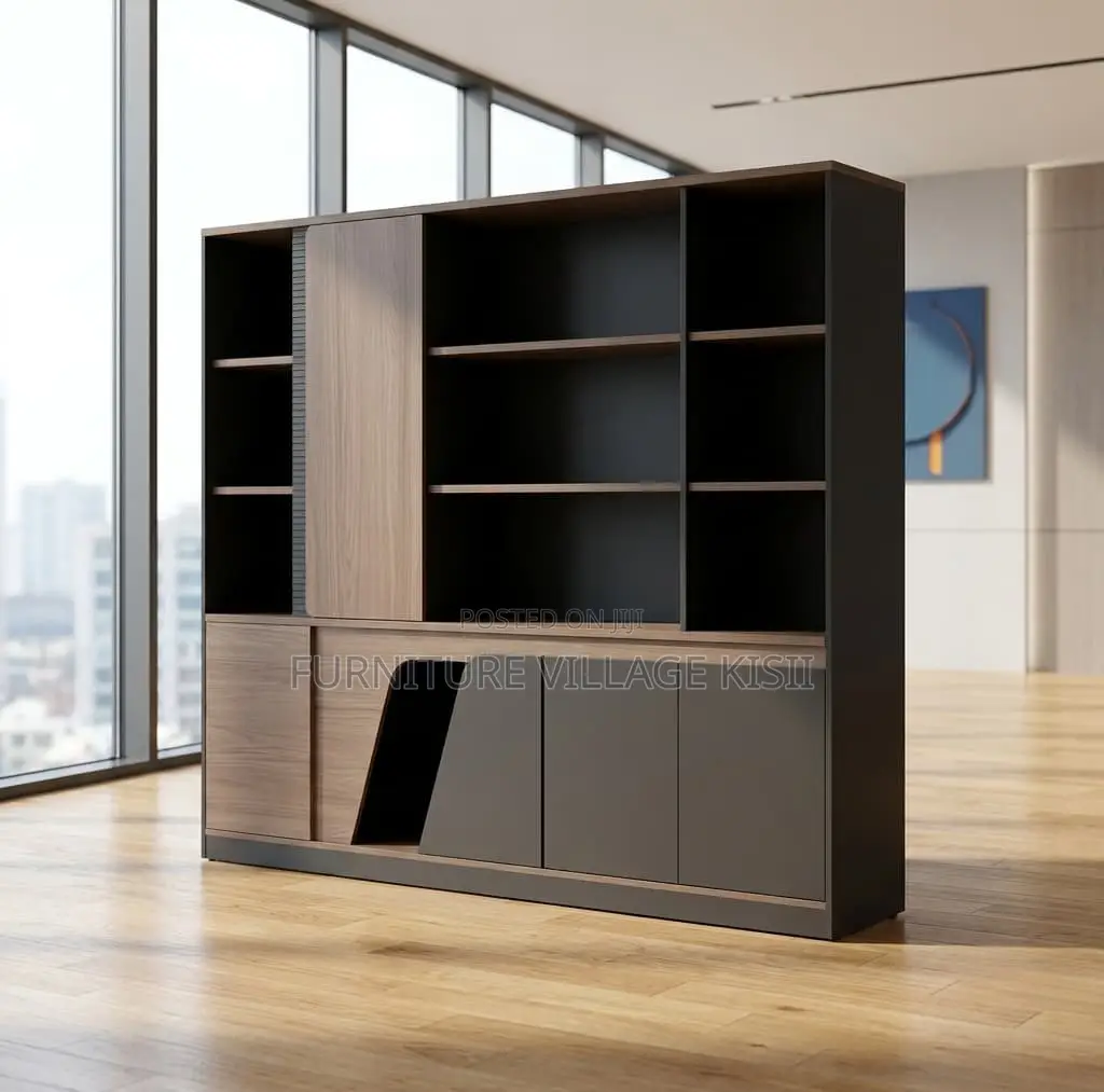 Office Furniture; Wooden Office Wallunit With LED Display