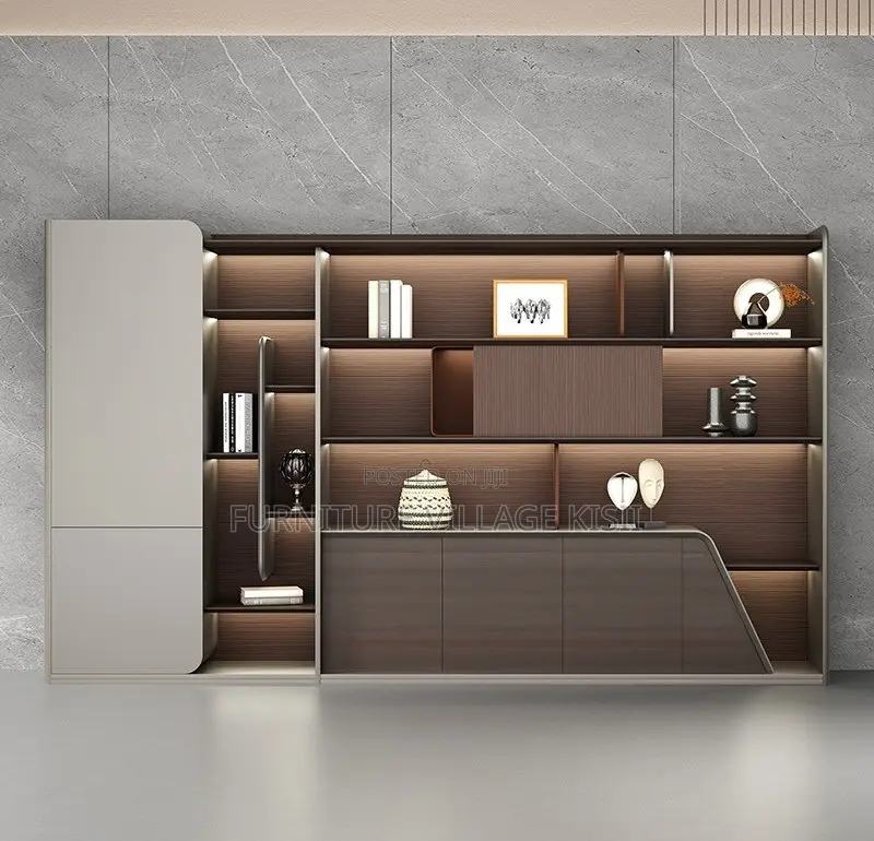 Office Furniture; Wooden Office Wallunit With LED Display