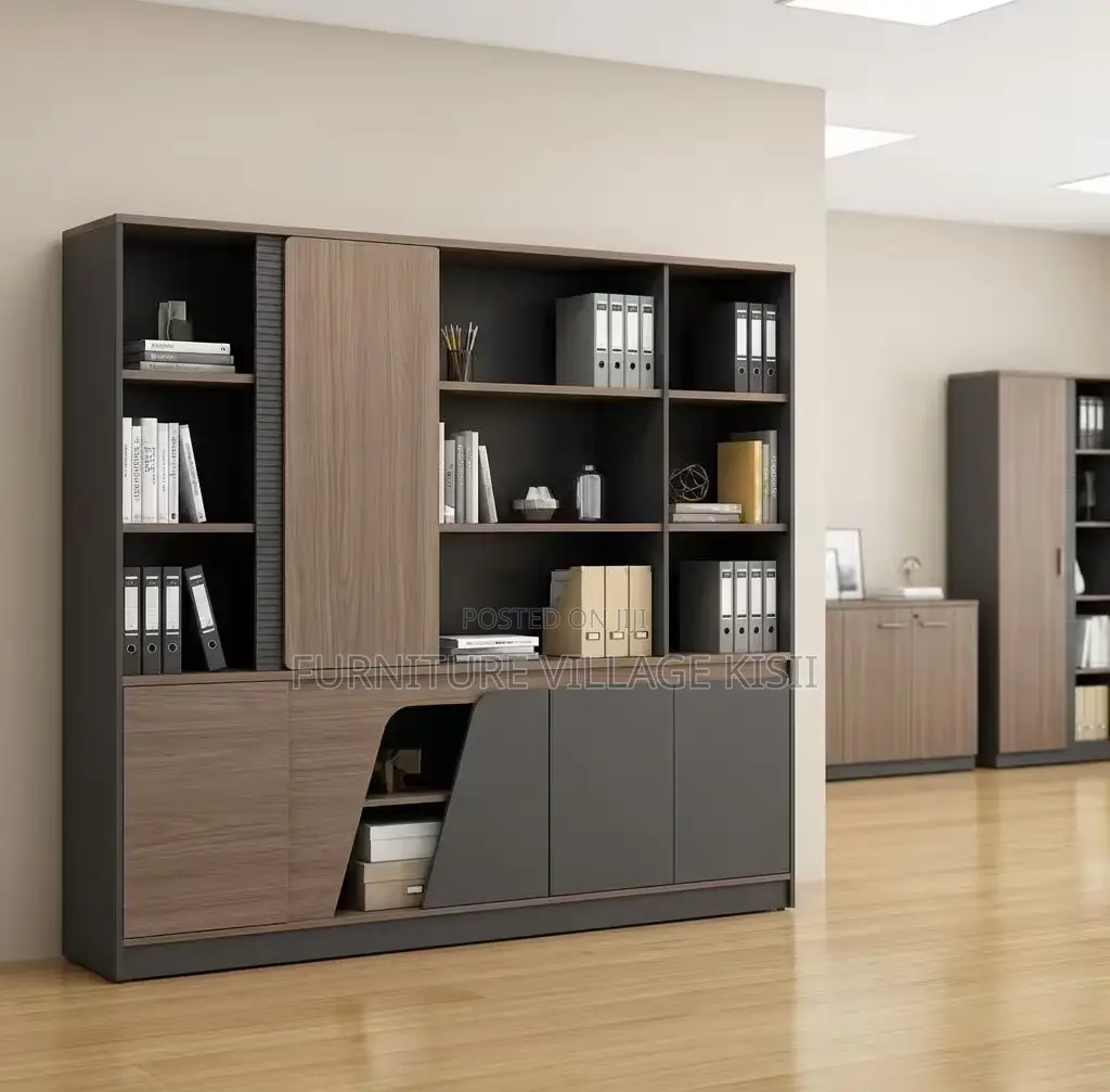Office Furniture; Wooden Office Wallunit With LED Display