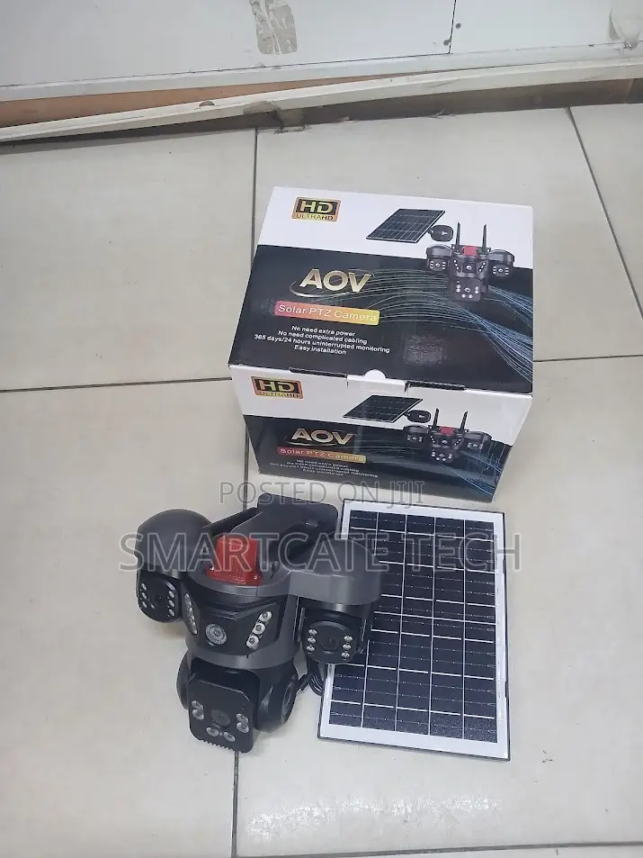 AOV Solar 4G CCTV Camera V380 – Triple Lens HD Security System