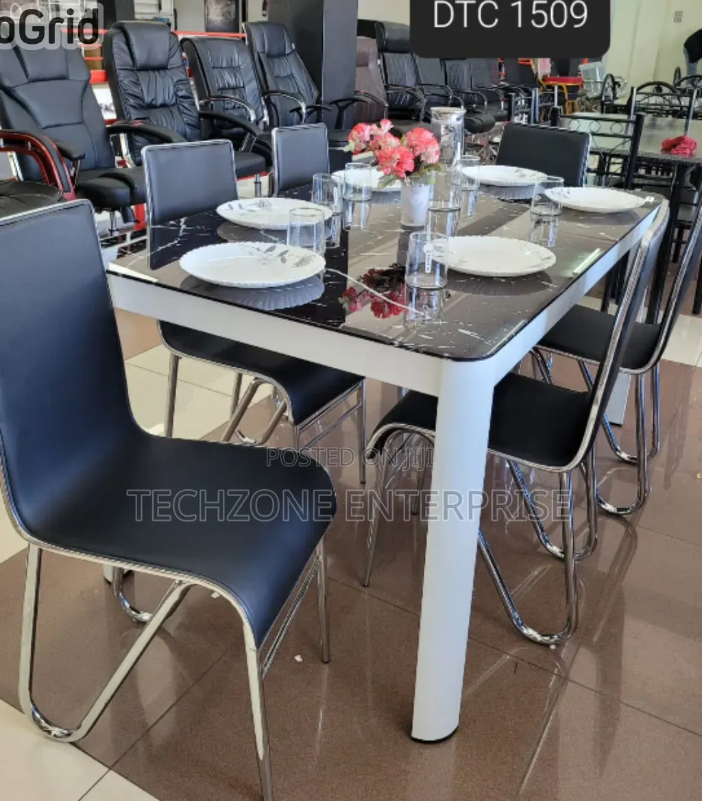 Executive Marble Glass Top Six Sitter Quality Dinning Table ,,