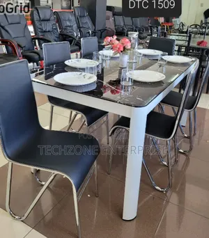 Executive Marble Glass Top Six Sitter Quality Dinning Table ,,