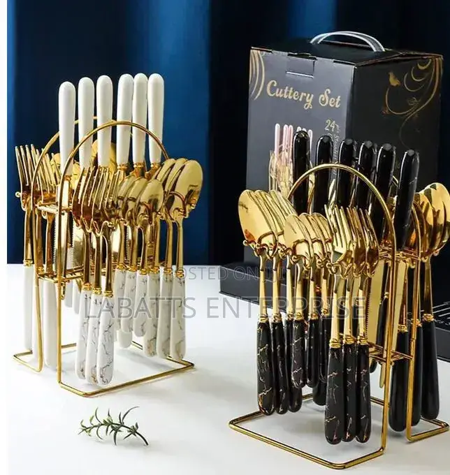 24-Piece Marble Cutlery Set