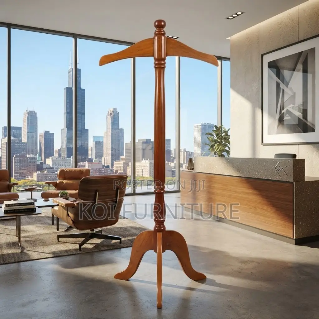 Dressers; Long Mahogany Finish Office Coat Hanger
