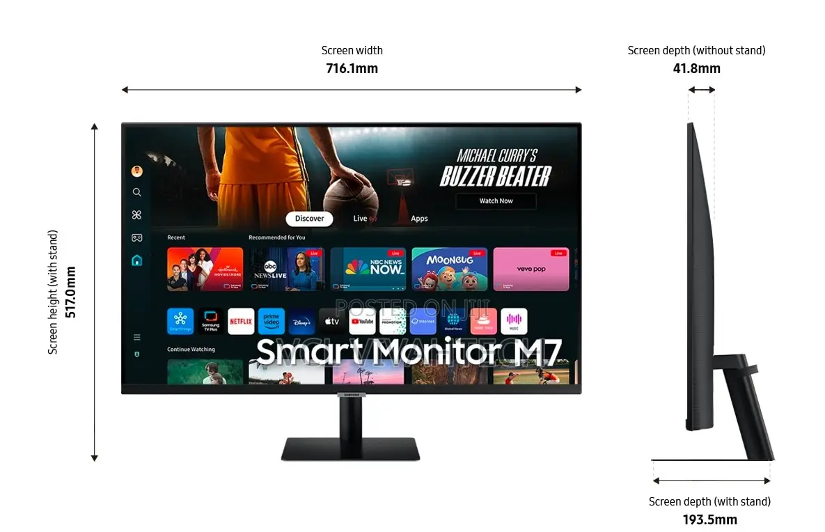 Samsung Smart Monitor M7 (M70d) 4k Uhd 32 Inches