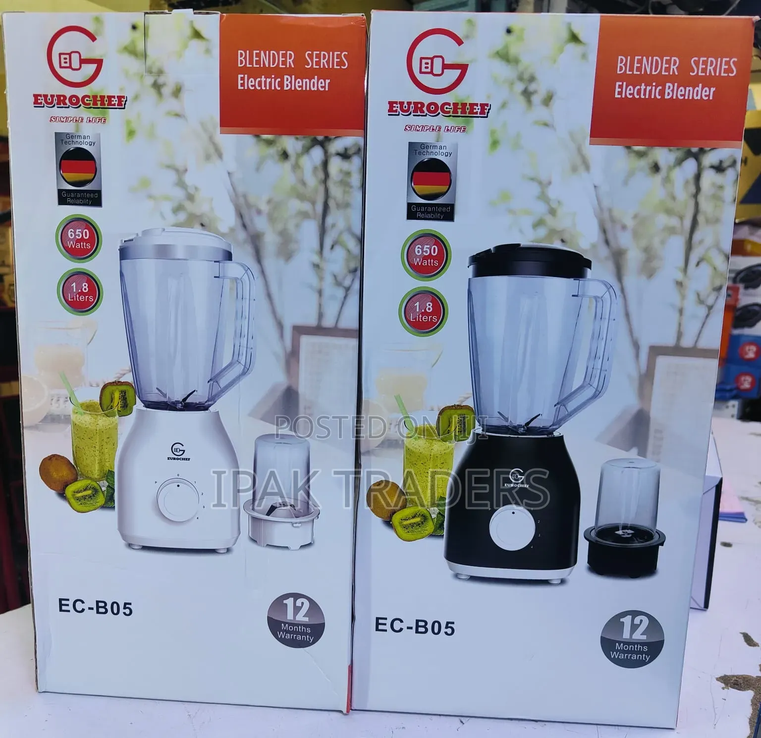 Eurochef 1.8L, 2 in 1 Countertop Blender With Grinder