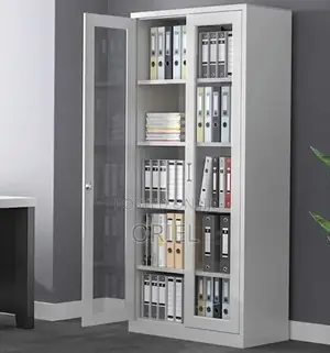 Office Storage Cabinet : Full Glass 2-Door Steel Filing Cabinet