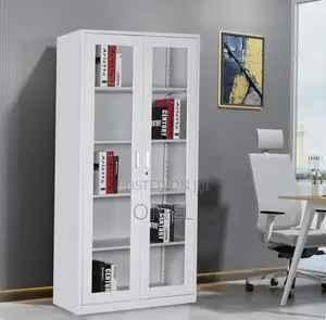 Office Storage Cabinet : Full Glass 2-Door Steel Filing Cabinet