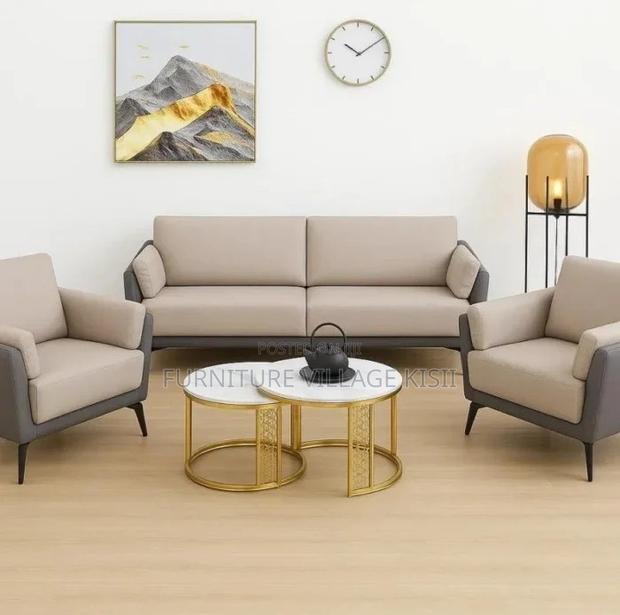 Office Furniture; 5-Seater Leather Imported Office Sofa Set - main view