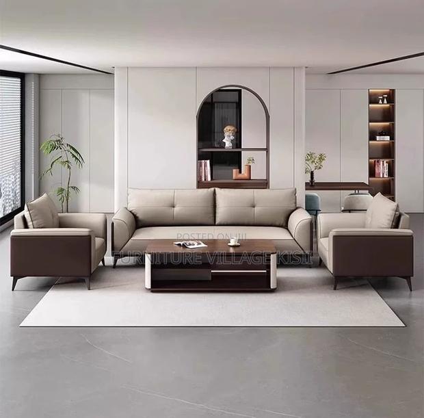Office Furniture; 5-Seater Leather Imported Office Sofa Set - thumbnail 3