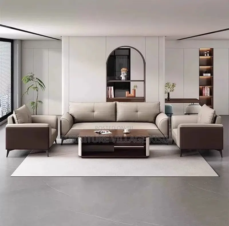 Office Furniture; 5-Seater Leather Imported Office Sofa Set