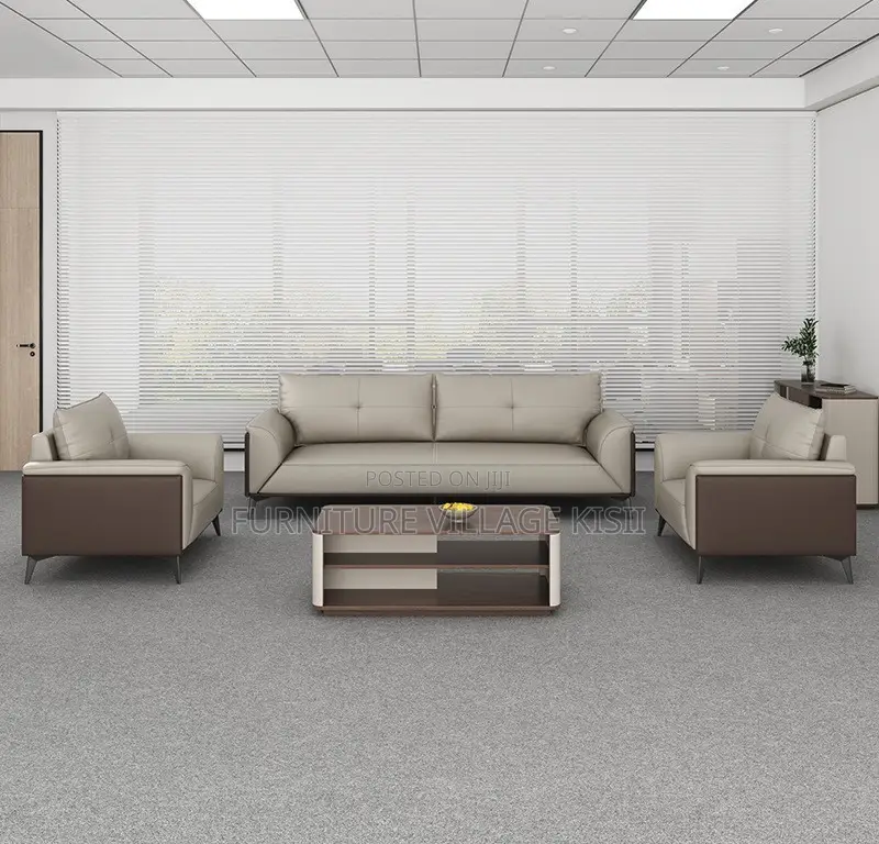 Office Furniture; 5-Seater Leather Imported Office Sofa Set