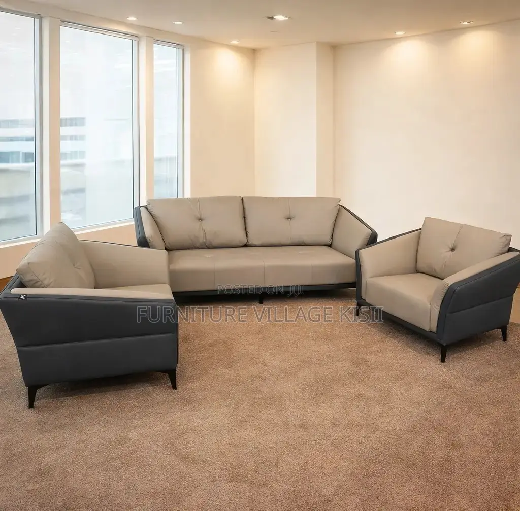 Office Furniture; 5-Seater Leather Imported Office Sofa Set