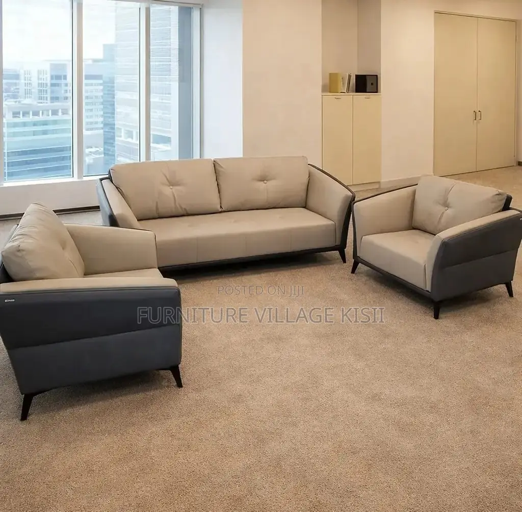 Office Furniture; 5-Seater Leather Imported Office Sofa Set