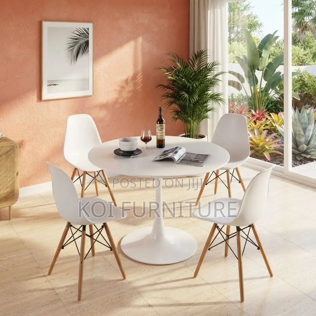 Dining Set Four Seater White Modern Indoor Eames Dining Sets