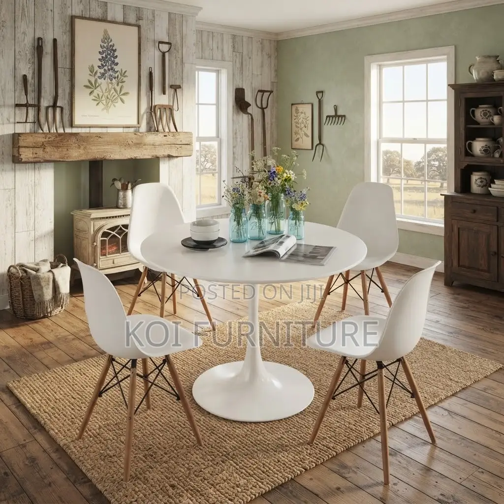Dining Set Four Seater White Modern Indoor Eames Dining Sets