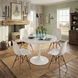 Dining Set Four Seater White Modern Indoor Eames Dining Sets