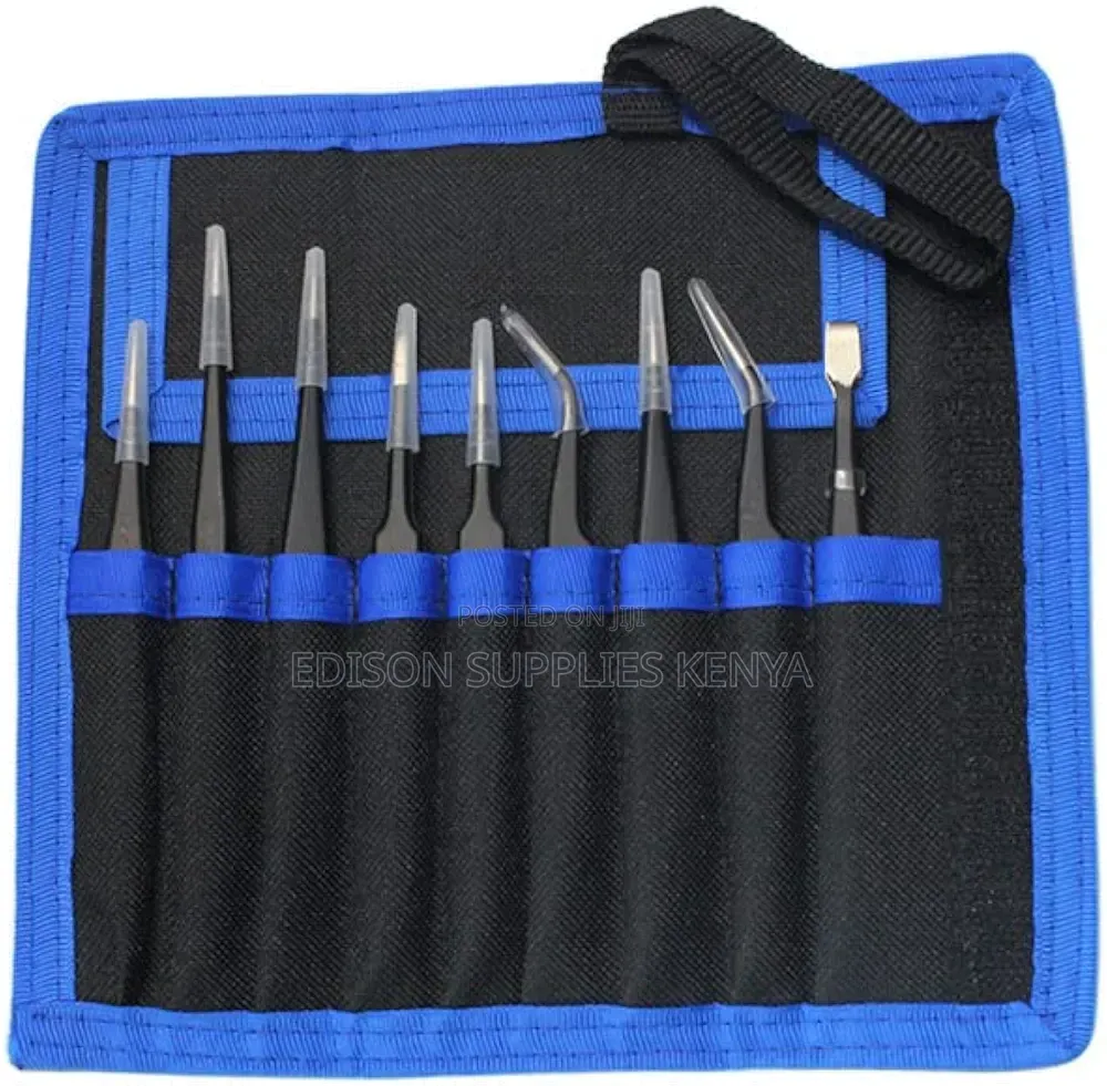ESD Stainless Steel Anti-Static Tweezers Set of 9 PCS