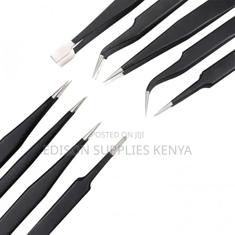 ESD Stainless Steel Anti-Static Tweezers Set of 9 PCS