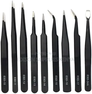 ESD Stainless Steel Anti-Static Tweezers Set of 9 PCS