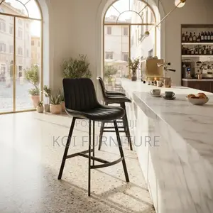 Barstool; Non Swivel Ergonomic Leather Backrest Support Barstools