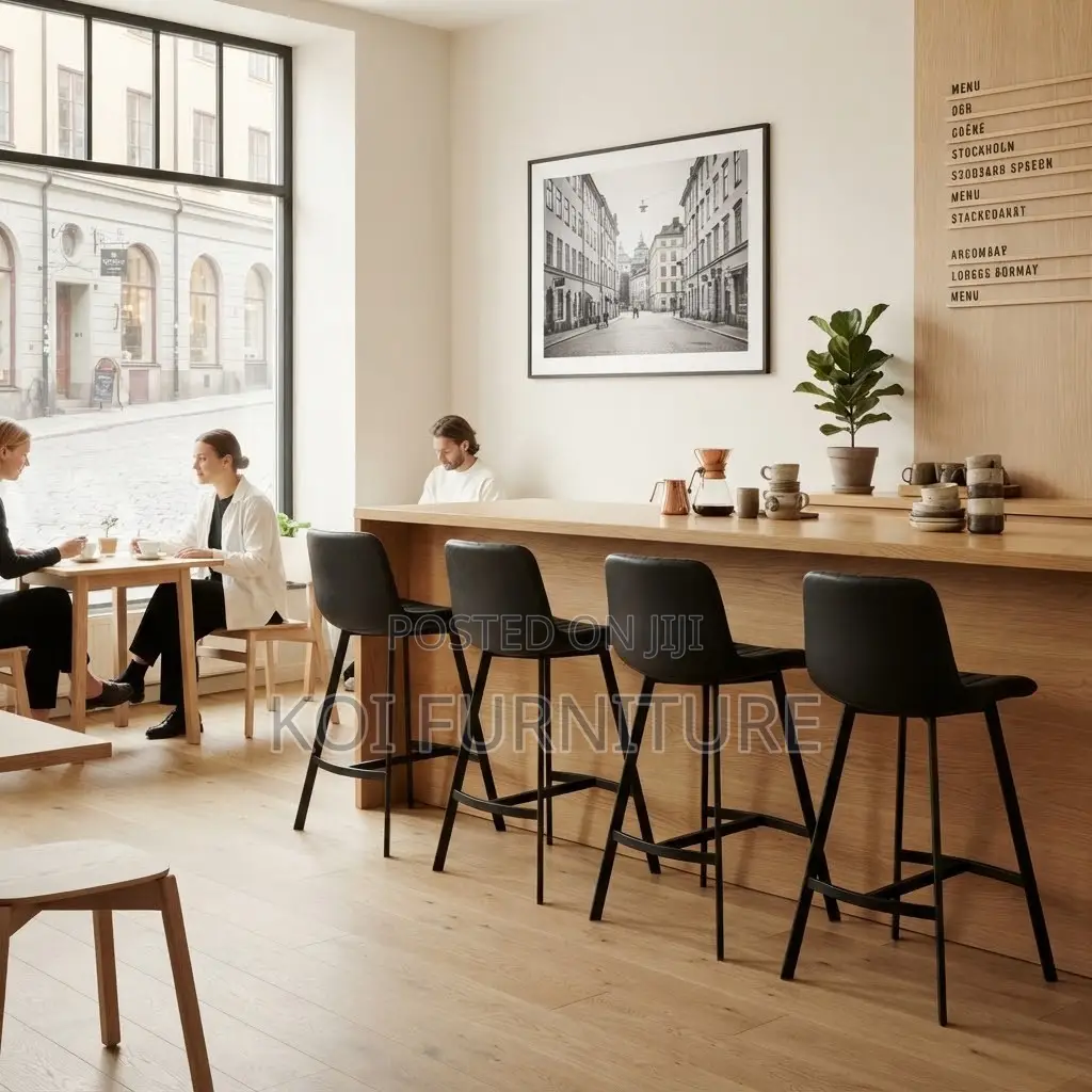 Barstool; Non Swivel Ergonomic Leather Backrest Support Barstools