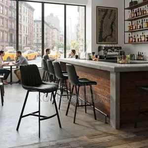 Barstool; Non Swivel Ergonomic Leather Backrest Support Barstools