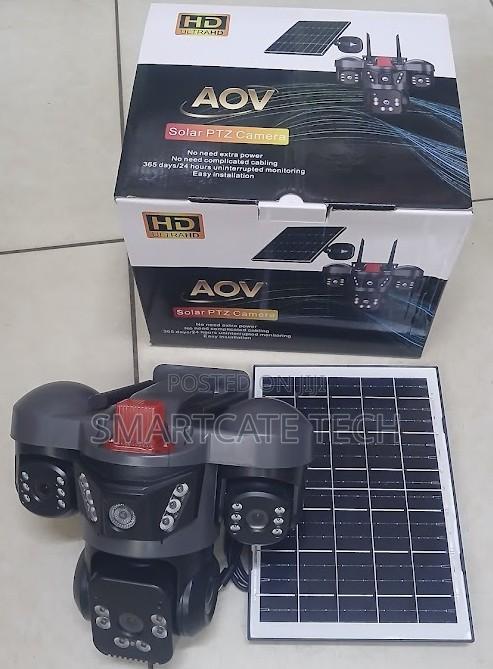 V380 AOV 4G Solar CCTV – Triple Lens PTZ HD Security Camera