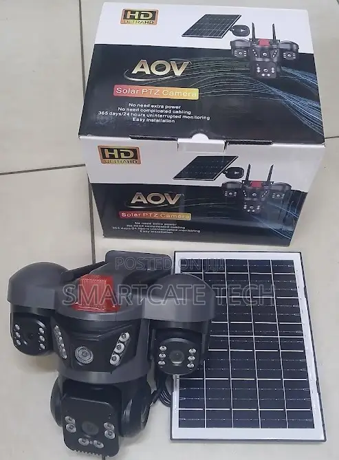 V380 AOV 4G Solar CCTV – Triple Lens PTZ HD Security Camera