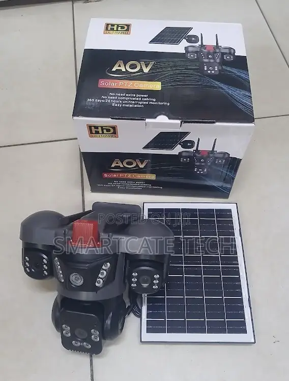 AOV V380 4G Solar CCTV Camera – Triple Lens HD Outdoor Camera