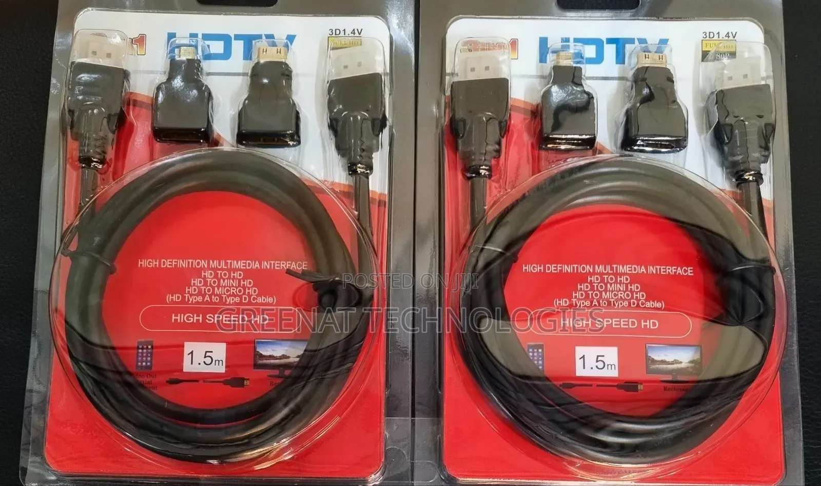 3 in 1 HDMI Kit 1.5m High Speed HD to HD + Mini HD + Micro HD
