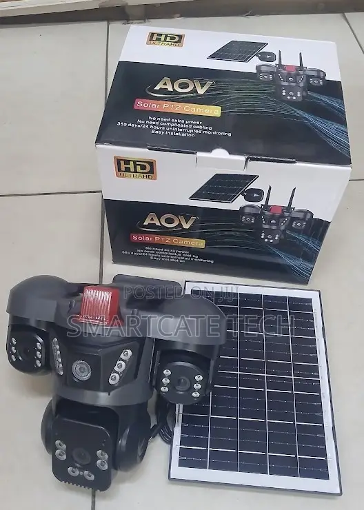 V380 AOV 4G Solar CCTV Camera – 3 Lens HD PTZ Outdoor Security