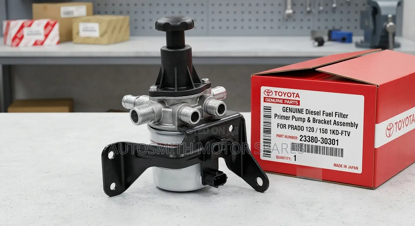 Genuine Diesel Fuel Filter Primer Pump & Bracket Assembly Prado