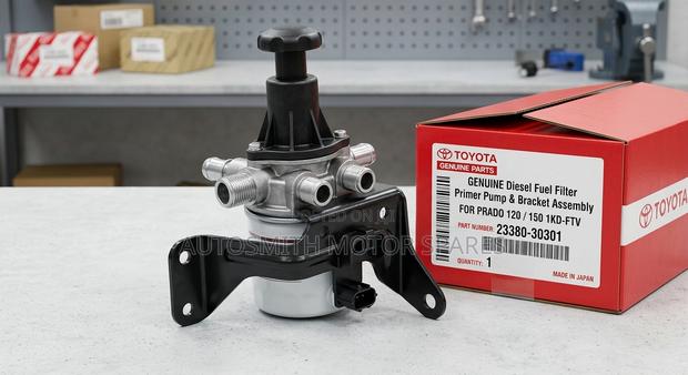 Genuine Diesel Fuel Filter Primer Pump & Bracket Assembly Prado