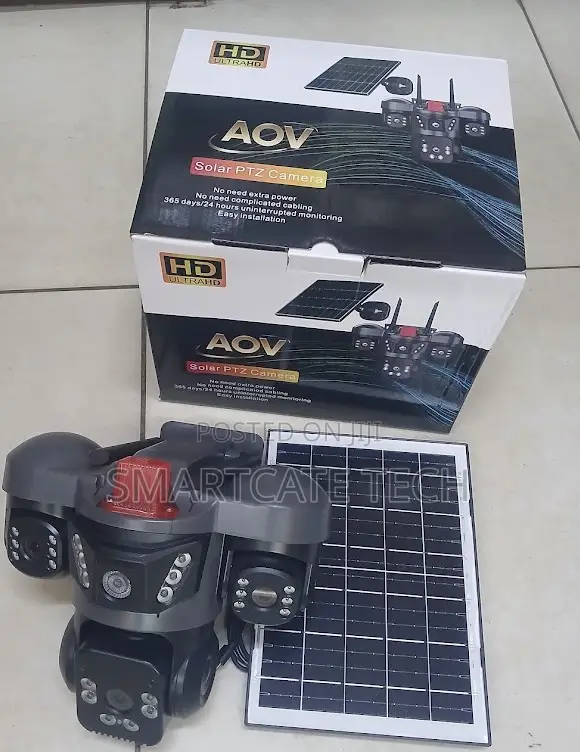 AOV 4G V380 Triple Lens Solar CCTV Camera – Smart HD Security