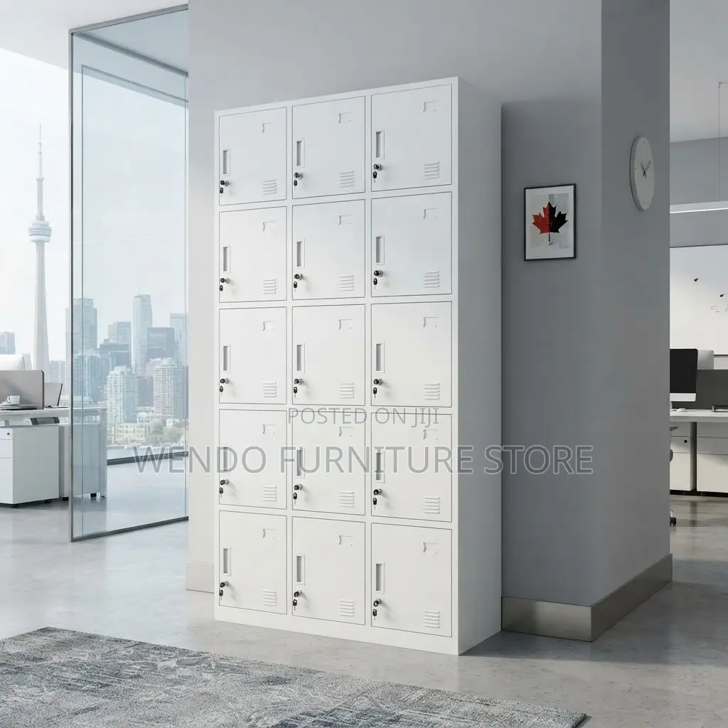 Office Cabinet; 15 Lockers Organization Cabinet With Key Locks Each