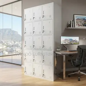Office Cabinet; 15 Lockers Organization Cabinet With Key Locks Each