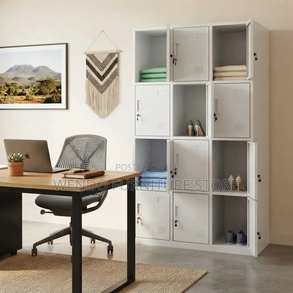 Office Cabinet; 15 Lockers Organization Cabinet With Key Locks Each