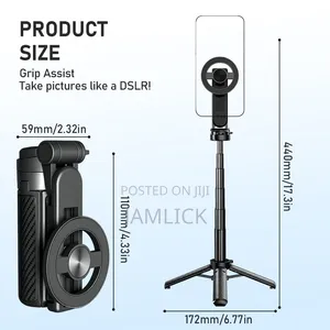 380mm Foldable Extending Rotating Magnetic Ring Phone Tripod Stand- Pm