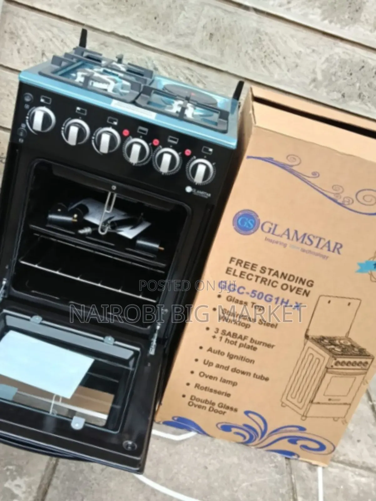 Glamstar Black 50*55 Standing 3+1 Cooker